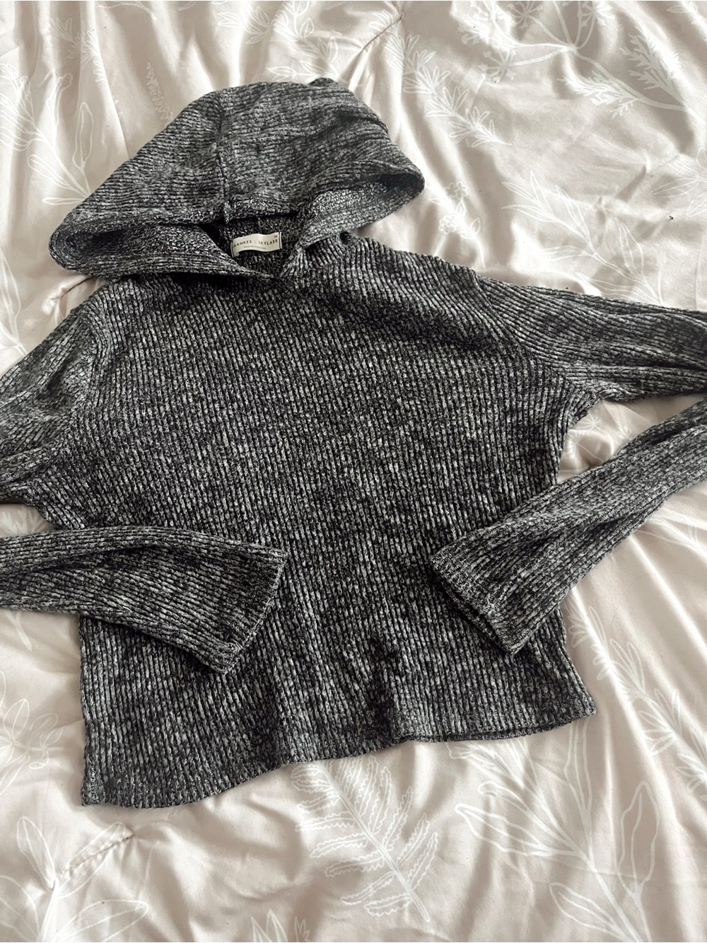 grey knit hooded sweater